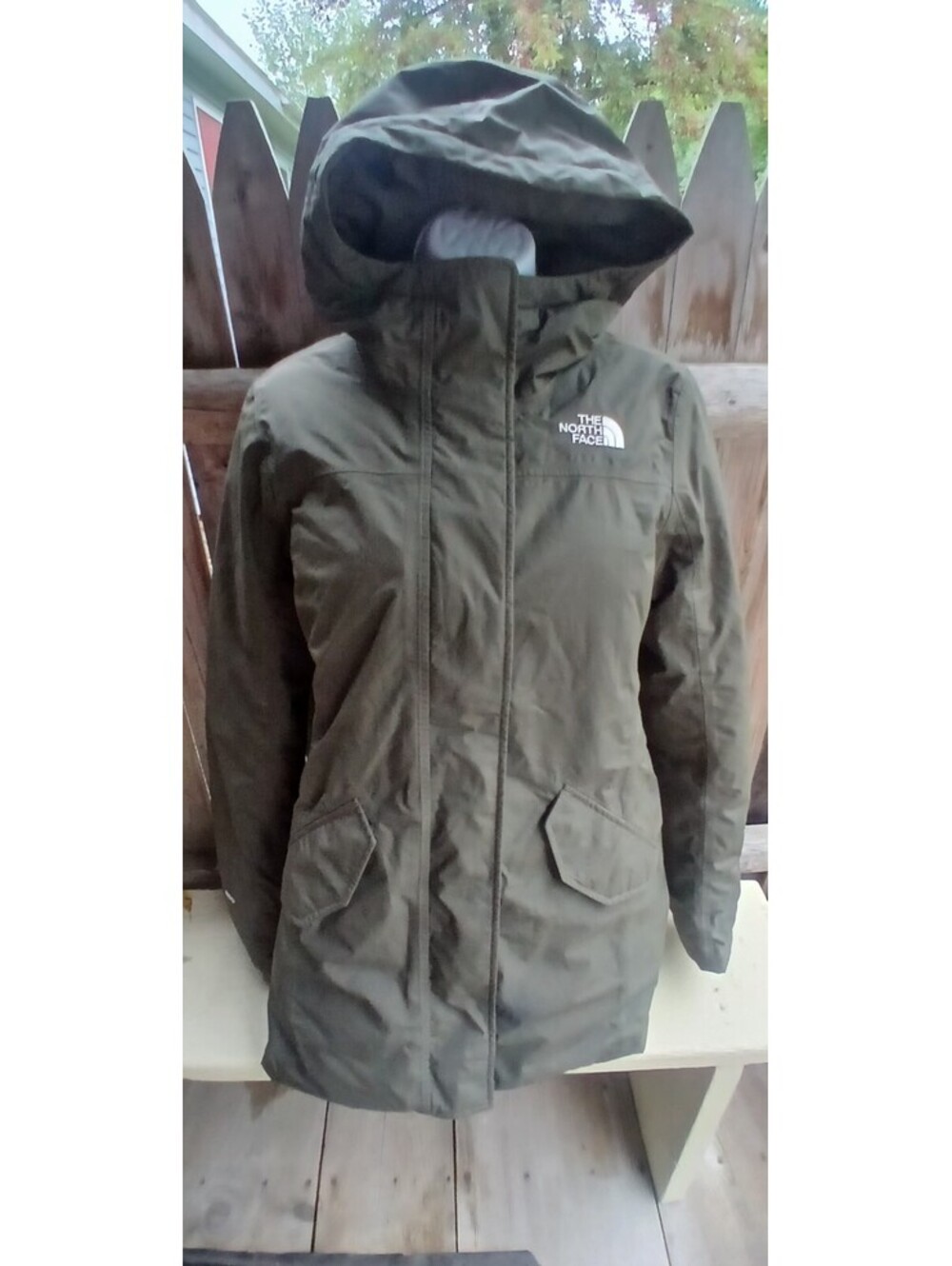 The Northface Women's Hooded Pilson Down Parka Olive /taupe Size S/P.
